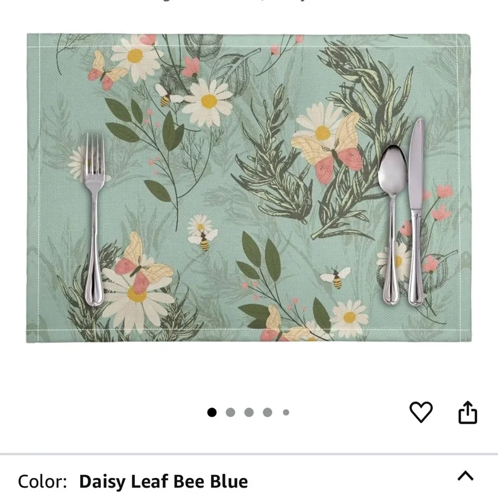 Floral Print Teal Green 8 count placemats